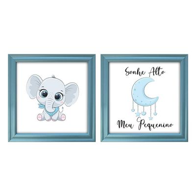 Kit 2 Quadro Infantil Elefante Menino 2