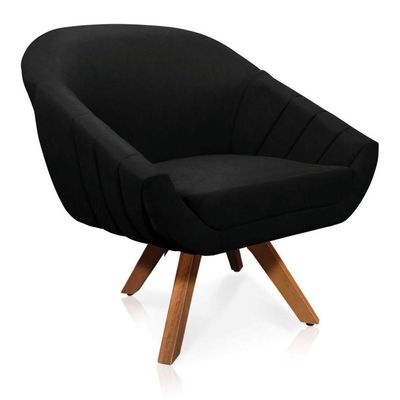 Kit 01 Namoradeira E 01 Poltrona Suede Base Madeira Mm30 Preto