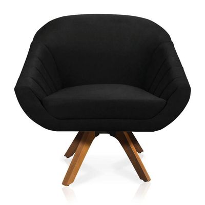 Kit 01 Namoradeira E 01 Poltrona Suede Base Madeira Mm30 Preto