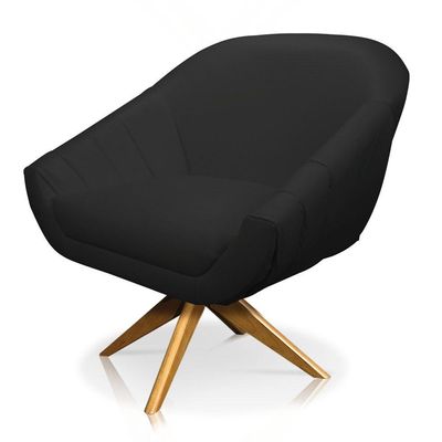 Poltrona Giratória Giovana Corino Preto Base Madeira