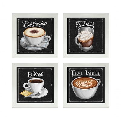 Quadro Decorativo 20X20Cm 4 Un Titulos Moldura Branca