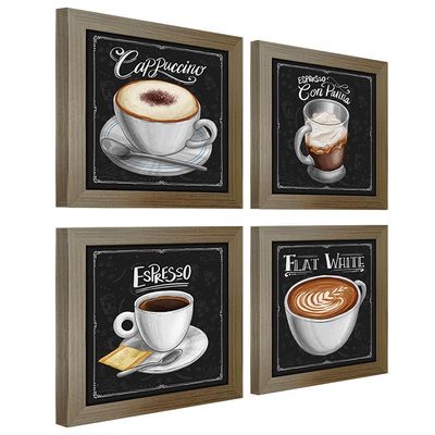 Quadro Decorativo 20X20Cm 4 Un Titulos Moldura Madeira