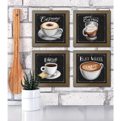 Quadro Decorativo 20X20Cm 4 Un Titulos Moldura Madeira