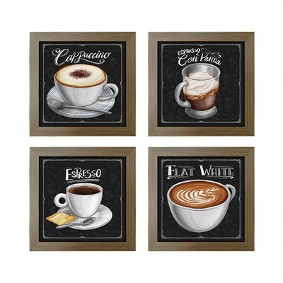 Quadro Decorativo 20X20Cm 4 Un Titulos Moldura Madeira