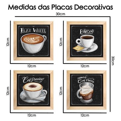 Quadro Decorativo 12X12Cm 4 Un Titulos Moldura Mel