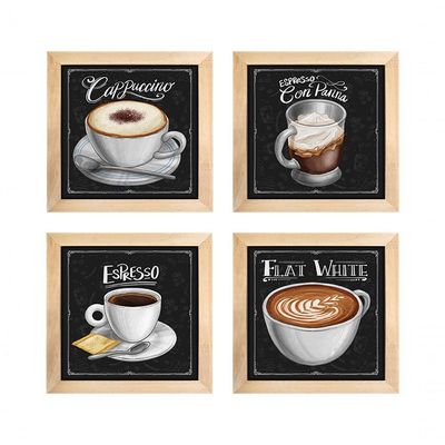 Quadro Decorativo 12X12Cm 4 Un Titulos Moldura Mel
