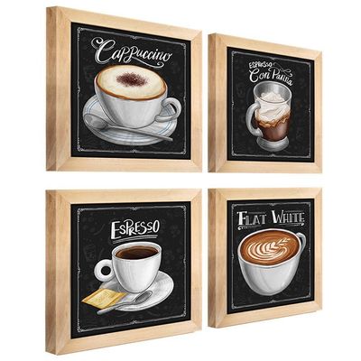 Quadro Decorativo 12X12Cm 4 Un Titulos Moldura Mel