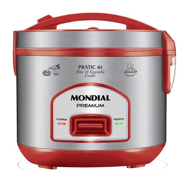 Panela Elétrica Mondial Pratic 6I Vermelho/Inox 127V 110