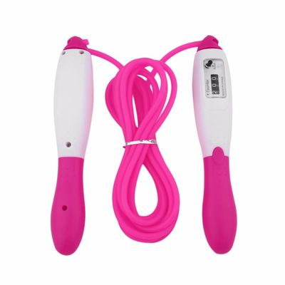 Corda De Pular Contador Giros Rolamento 2,6m Fitness Queima Calorias Crossfit Malhar Aeróbico Rosa