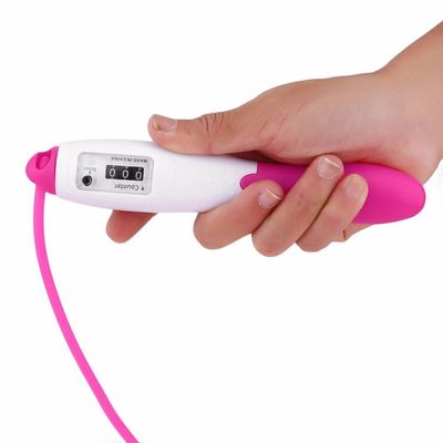 Corda De Pular Contador Giros Rolamento 2,6m Fitness Queima Calorias Crossfit Malhar Aeróbico Rosa