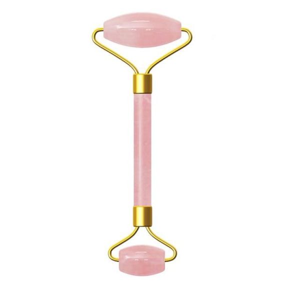 Rolo Massageador Facial Pedra Quartzo Rosa Antirrugas Jade