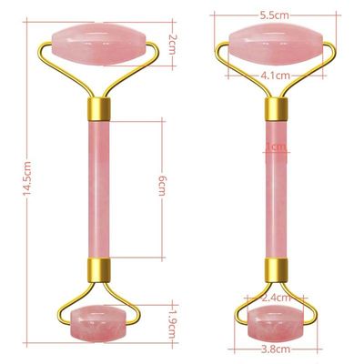Rolo Massageador Facial Pedra Quartzo Rosa Antirrugas Jade