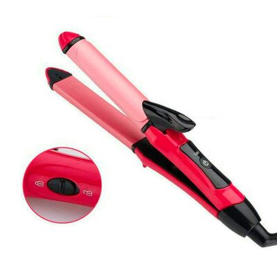Prancha Chapa 2 em 1 Alisa Modela Faz Cachos Ondula Rosa