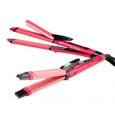 Prancha Chapa 2 em 1 Alisa Modela Faz Cachos Ondula Rosa