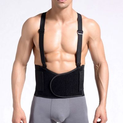 Cinta Lombar Unissex Neoprene Hastes Aço Flexível Protege Coluna Costas Carregar Peso Preta