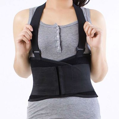 Cinta Lombar Unissex Neoprene Hastes Aço Flexível Protege Coluna Costas Carregar Peso Preta