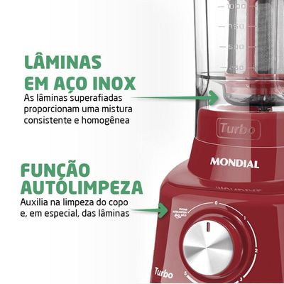 Liquidificador Mondial Turbo L-900 Fr 220V Vermelho 220
