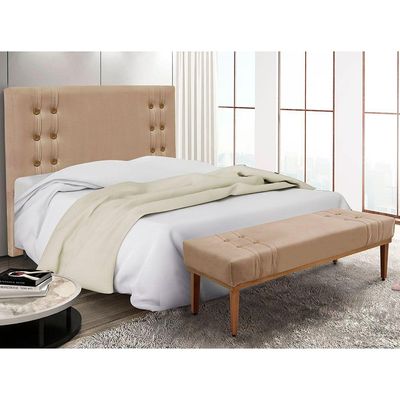Kit Cabeceira E Calçadeira Recamier King 1,95M Suede - Bege