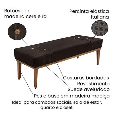 Kit Cabeceira Recamier King 1,95M Suede Marrom Café