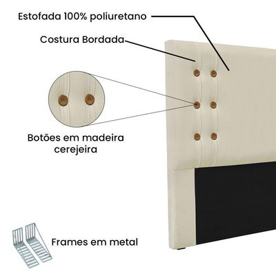 Kit Cabeceira E Calçadeira Recamier Queen 1,60M Bege -