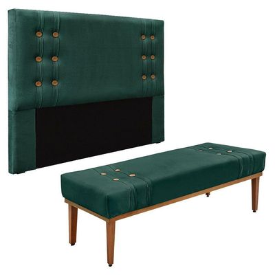 Kit Cabeceira Recamier King 1,95M Verde Floresta