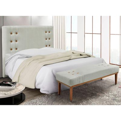 Kit Cabeceira E Calçadeira Recamier King 1,95M Cinza Prata