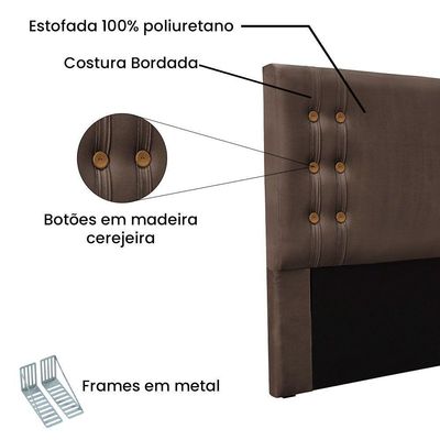 Kit Cabeceira E Calçadeira Recamier Queen 1,60M Marrom -