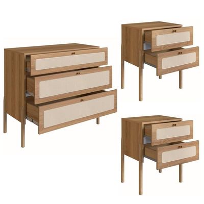 Comoda E 2 Mesas De Cabeceira PalhinhaOslo Hanover Artesano