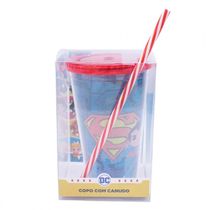 Copo com Canudo Super Homem DC Comics 450ml - Tasco Inport