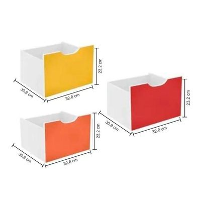Nicho Infantil Com 3 Gavetas E Rodízios Branco Coloridas