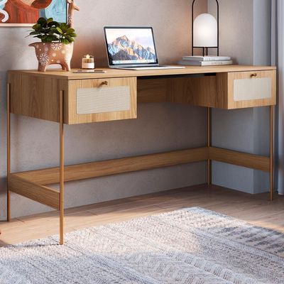 Escrivaninha 2 Gavetas Palhinha Linha Oslo Hanover Artesano