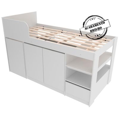 Cama Infantil Multifuncio C/Escrivaninha Branco Tecno Mobili
