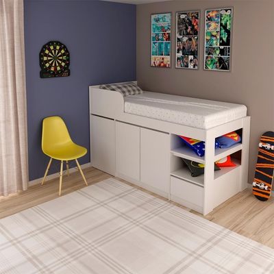 Cama Infantil Multifuncio C/Escrivaninha Branco Tecno Mobili