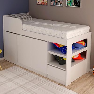 Cama Infantil Multifuncio C/Escrivaninha Branco Tecno Mobili