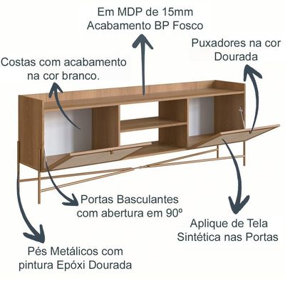 Rack p/Tv 70 Pol Palhinha 28930 Linha Oslo Hanover Artesano