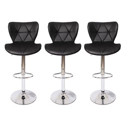 3 Banquetas Estofadas Com Encosto Alto Confortável Preta
