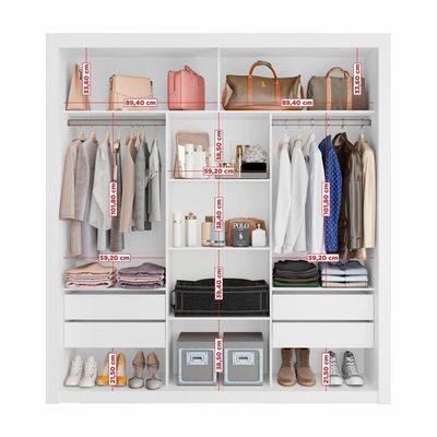 Closet Casal Premium 8 Gavetas Amoudi Móveis Branco