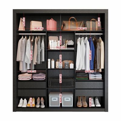 Closet Casal Premium 8 Gavetas Amoudi Móveis Preto
