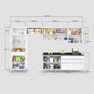 Cozinha 6 Peças C/Gaveteiro Top Class Batrol Branco Branco