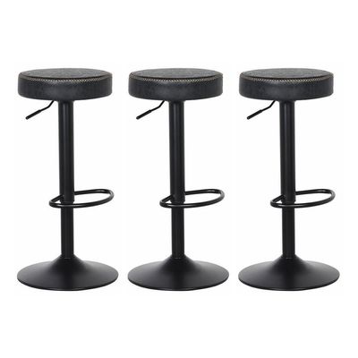 3 Banquetas Estofadas Giratória Viena Preto Vintage