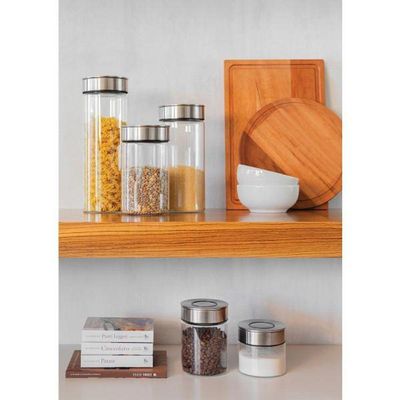 Pote De Vidro Tramontina Purezza Tampa De Inox 10 Cm 0,4 L