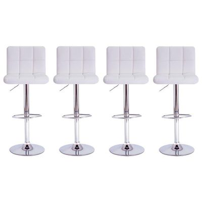 4 Banquetas Estofadas Com Encosto Alto Confortável Brancos