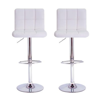 2 Banquetas Estofadas Com Encosto Alto Confortável Branco
