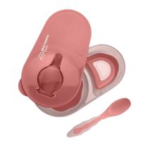 Prato Fundo Com Divisória E Colher Rosa - Multikids