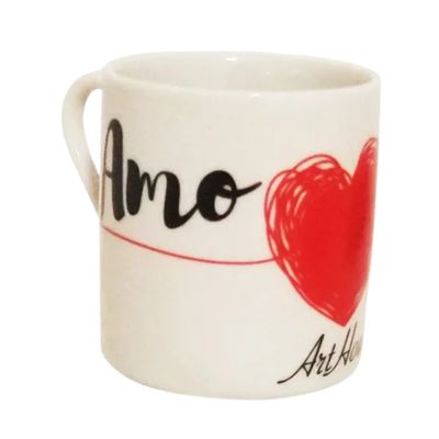Mini Caneca Cerâmica Com Coração De Pelúcia - Art House