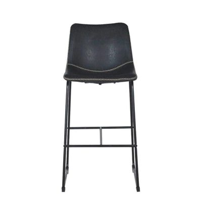2 Banquetas Estofadas Com Encosto Alto Vintage Preto