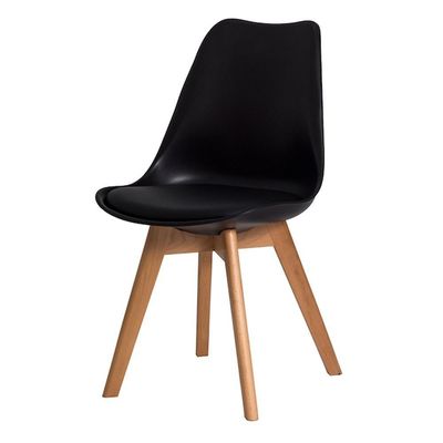 Cadeira Estofada Com Encosto Saarinen Leda Wood Preto