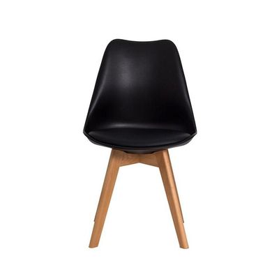 Cadeira Estofada Com Encosto Saarinen Leda Wood Preto
