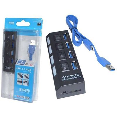 Hub Usb 3.0 Com 4 Portas High Speed 5 Gbps Com Teclas On/off