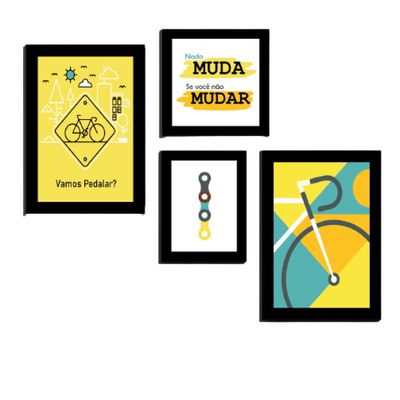 Quadros Placas mdf 6mm ciclista bicicleta 4 un 29x20  20x15